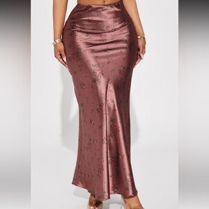 Floral Satin Maxi Skirt